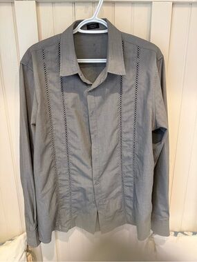 Comfort Bay Men's Gray Casual Button-Down Shirt